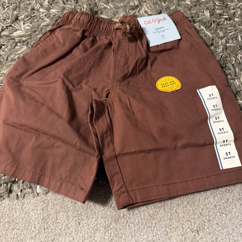 Cat & Jack Boys 'At the Knee' Pull-On Shorts Brown Size XS (4/5) NEW